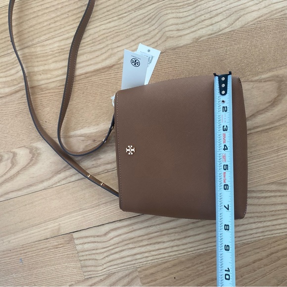 Tory Burch Small Emerson Bucket Bag Brown Cognac Saffiano Leather Crossbody - Picture 12 of 12